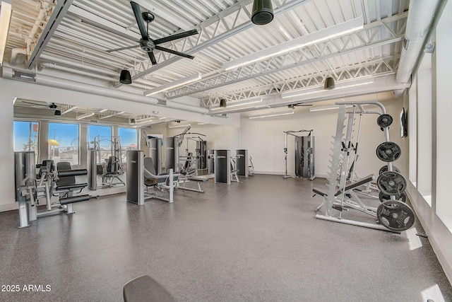 13212 E Verbina Ln, Florence, AZ 85132 - exercise room with baseboards and ceiling fan