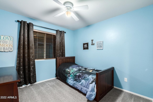 bedroom with carpet and ceiling fan