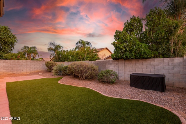 view of yard at dusk