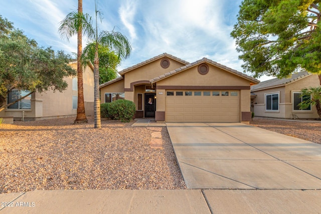 view of front of house with a garage