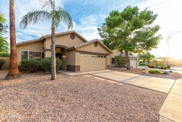 view of front of home with a garage