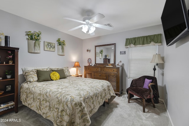 bedroom with carpet flooring and ceiling fan