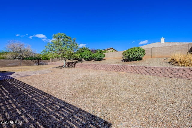view of yard with a fenced backyard