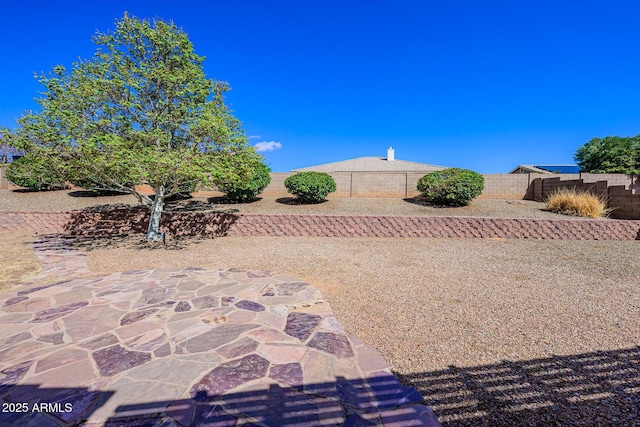 view of yard featuring a fenced backyard and a patio area