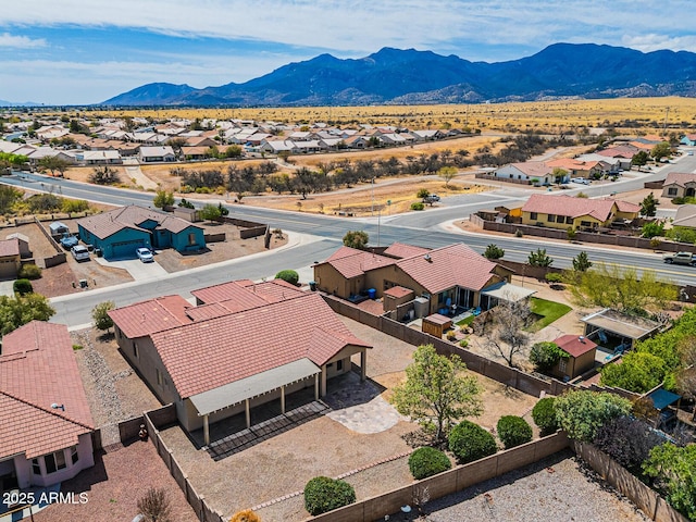 bird's eye view featuring a mountain view and a residential view