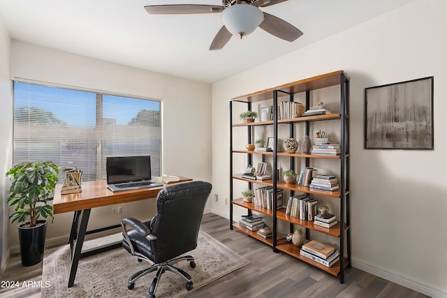 16053 N 26th Cir, Phoenix, AZ 85023 - office space with wood finished floors, baseboards, and ceiling fan