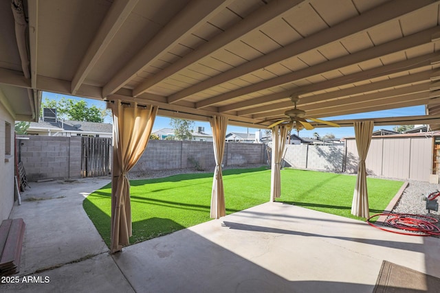 view of patio / terrace with ceiling fan