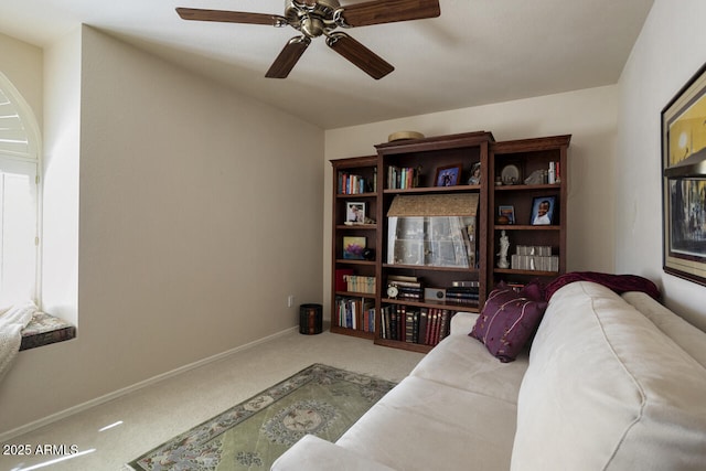 3394 N 147th Ln, Goodyear, AZ 85395 - living area with carpet flooring, ceiling fan, and baseboards