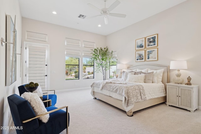 6450 E Monterra Way, Scottsdale, AZ 85266 - carpeted bedroom with recessed lighting and a ceiling fan