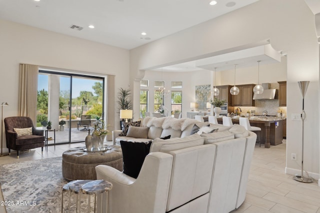 6450 E Monterra Way, Scottsdale, AZ 85266 - living area featuring recessed lighting and plenty of natural light
