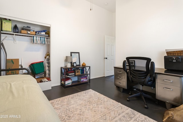 home office with baseboards