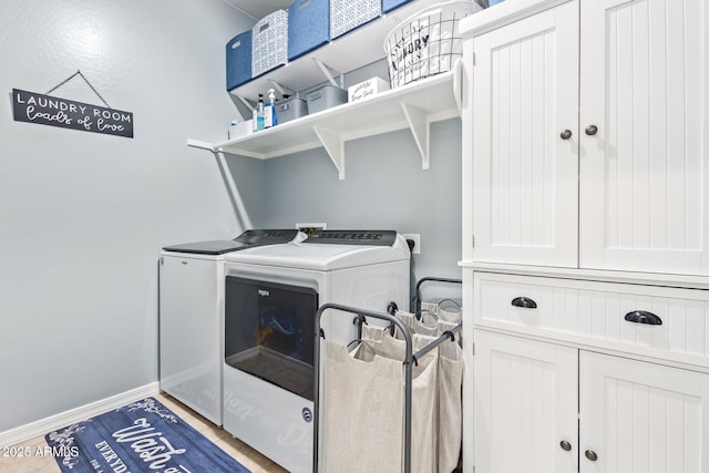 28883 N 131st Dr, Peoria, AZ 85383 - washroom with washer and clothes dryer, cabinet space, and baseboards