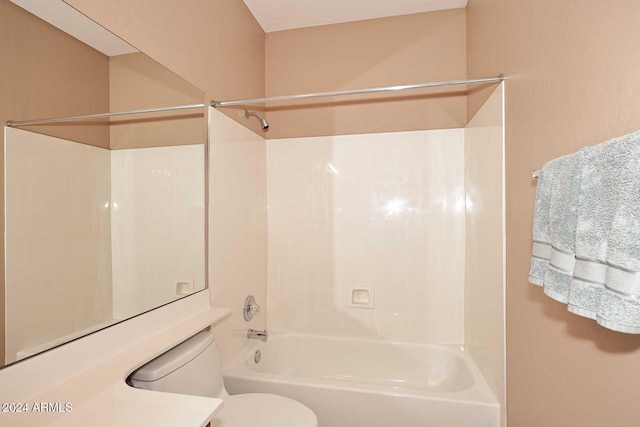 full bathroom featuring vanity, toilet, and tub / shower combination