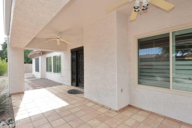 view of patio / terrace with ceiling fan