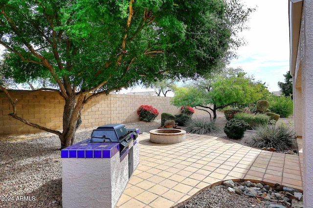 view of patio / terrace with grilling area, area for grilling, and an outdoor fire pit