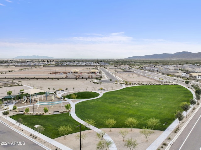 bird's eye view featuring a mountain view