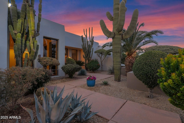 view of yard at dusk