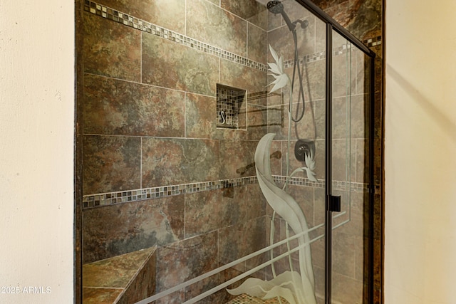 room details featuring a shower stall