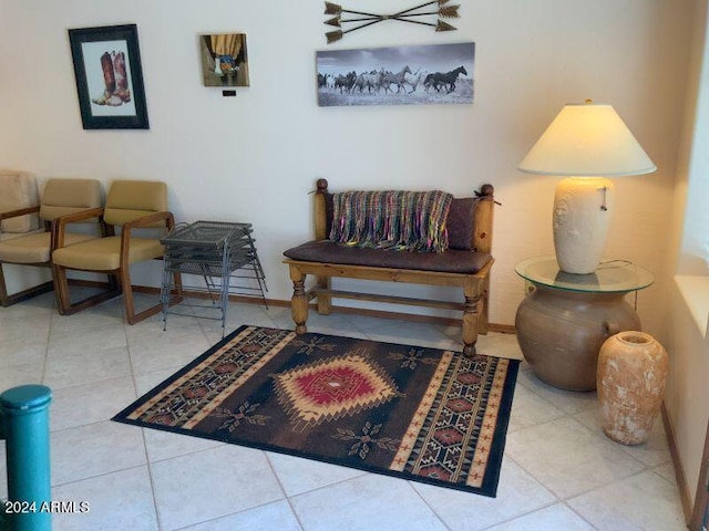 sitting room with light tile patterned floors