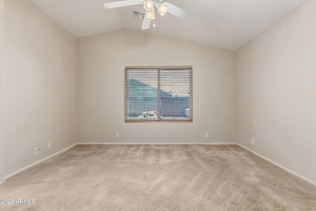 9243 W Brown St, Peoria, AZ 85345 - empty room with light colored carpet, ceiling fan, baseboards, and vaulted ceiling