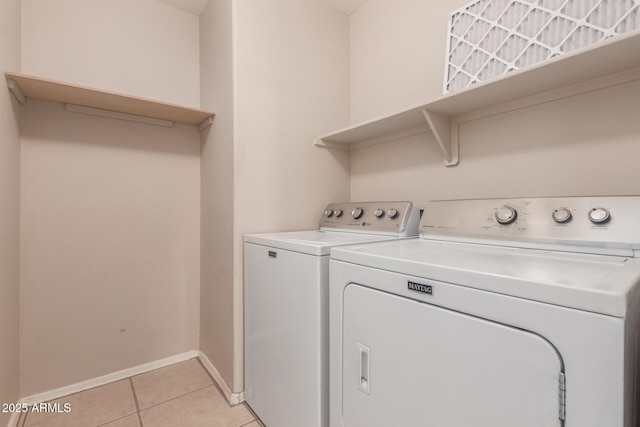 9243 W Brown St, Peoria, AZ 85345 - laundry room featuring independent washer and dryer, baseboards, and light tile patterned flooring