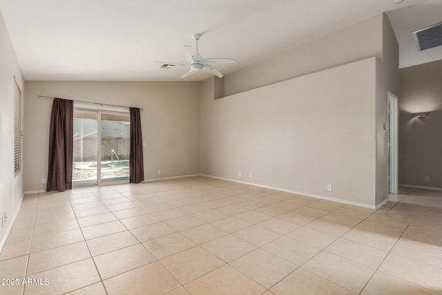 9243 W Brown St, Peoria, AZ 85345 - unfurnished room featuring vaulted ceiling, light tile patterned flooring, ceiling fan, and baseboards