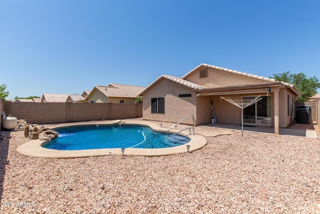9243 W Brown St, Peoria, AZ 85345 - view of pool with central air condition unit, a fenced backyard, and a patio area