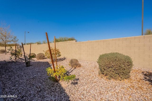 view of yard with a fenced backyard