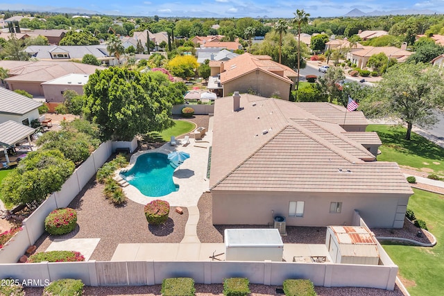 drone / aerial view with a residential view