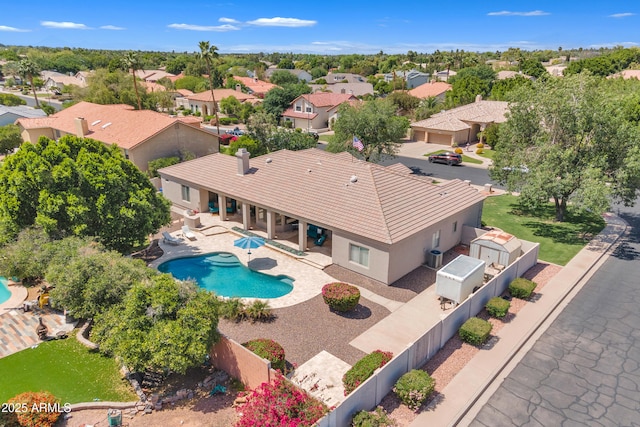 aerial view featuring a residential view