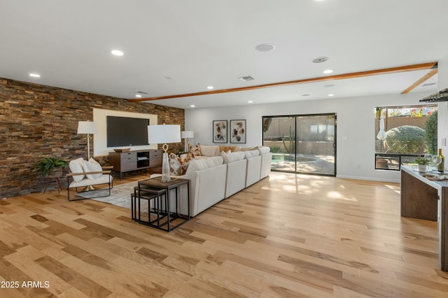 living room with light wood-type flooring