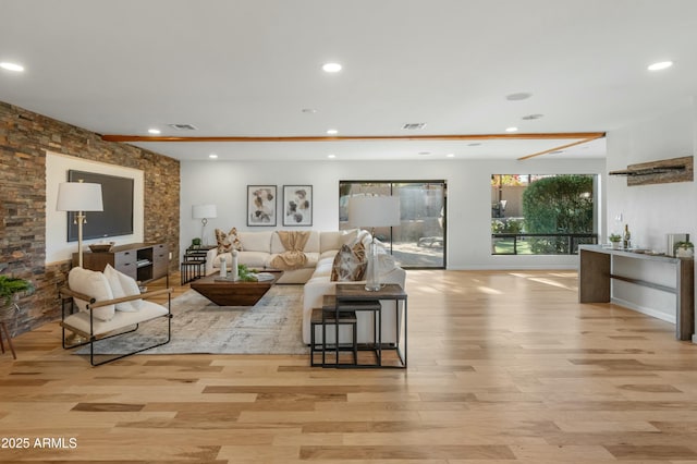 living room featuring light hardwood / wood-style flooring