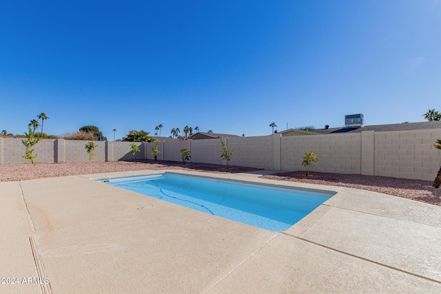 view of pool featuring central AC unit and a patio area