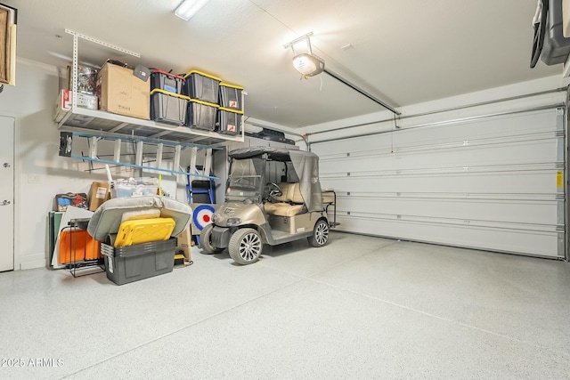 garage with a garage door opener