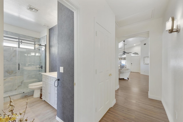 hall featuring light hardwood / wood-style floors