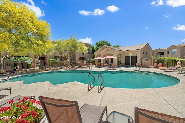 view of pool with a patio