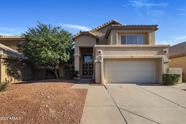 4753 E Bighorn Ave, Phoenix, AZ 85044 - view of front of property with stucco siding, driveway, an attached garage, and a tiled roof