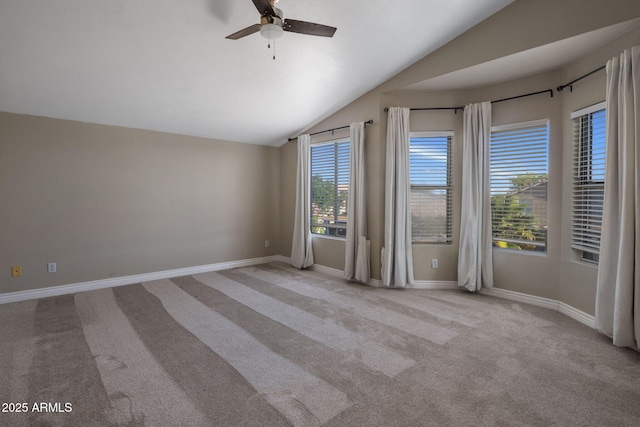 4753 E Bighorn Ave, Phoenix, AZ 85044 - carpeted empty room with lofted ceiling, a ceiling fan, and baseboards