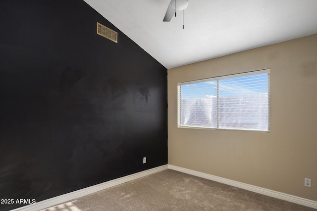 4753 E Bighorn Ave, Phoenix, AZ 85044 - spare room with carpet, a ceiling fan, vaulted ceiling, and baseboards