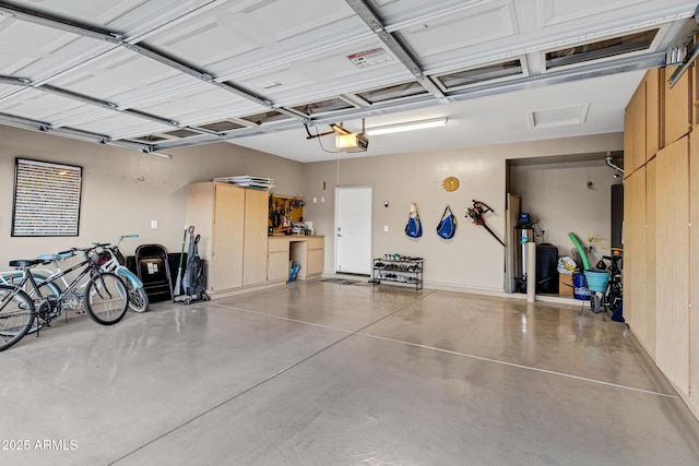 garage with a garage door opener