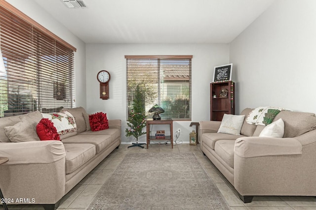 view of tiled living room