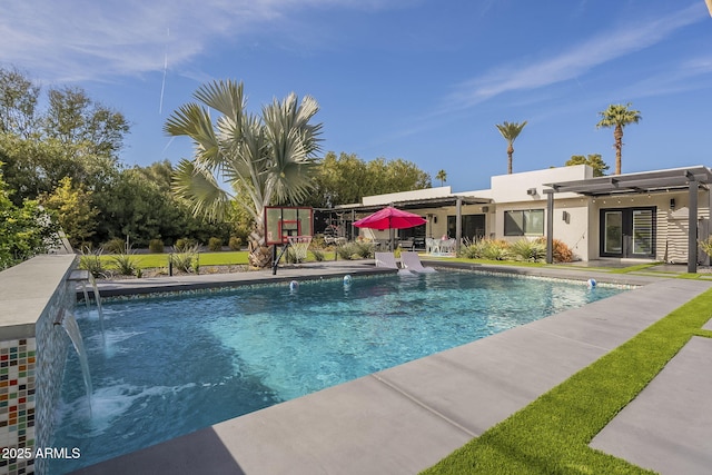 outdoor pool featuring a patio area