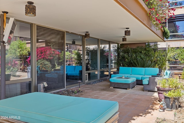 view of terrace with an outdoor hangout area