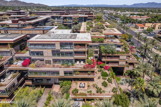 bird's eye view with a mountain view