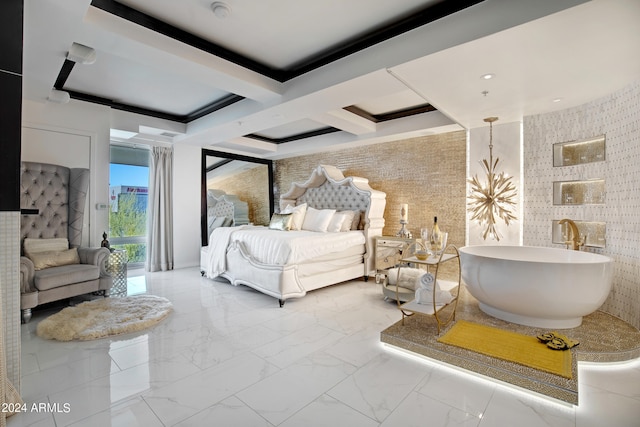 bedroom featuring light tile floors