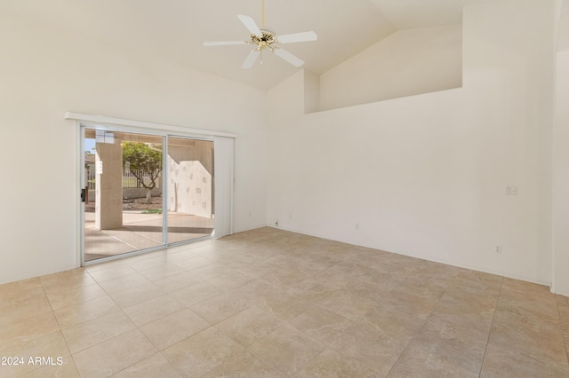 14543 W Bison Path, Surprise, AZ 85374 - empty room with a ceiling fan, high vaulted ceiling, and tile patterned floors