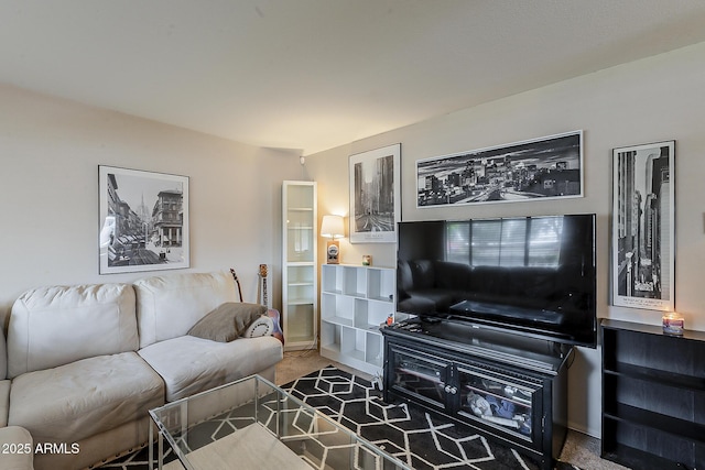 view of carpeted living area