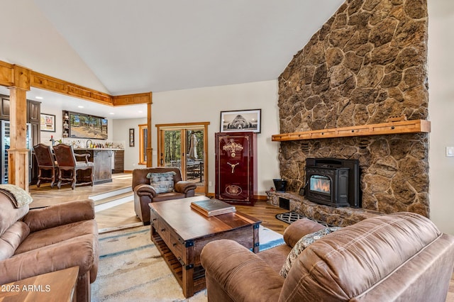 7500 E Old Walnut Canyon Rd, Flagstaff, AZ 86004 - living area with high vaulted ceiling and wood finished floors