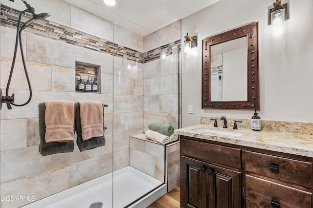 7500 E Old Walnut Canyon Rd, Flagstaff, AZ 86004 - bathroom with vanity and a shower stall