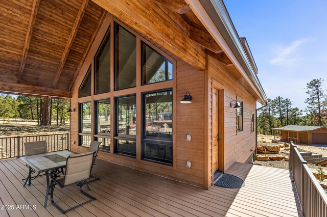 7500 E Old Walnut Canyon Rd, Flagstaff, AZ 86004 - wooden deck featuring outdoor dining space